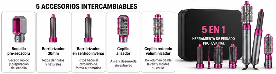 Cepillo Secador De Pelo 5 En 1